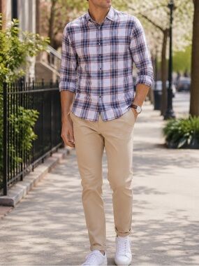Rails Wyatt Plaid Button‑Up Shirt – White Melange Steel, Men’s XL Premium Shirt